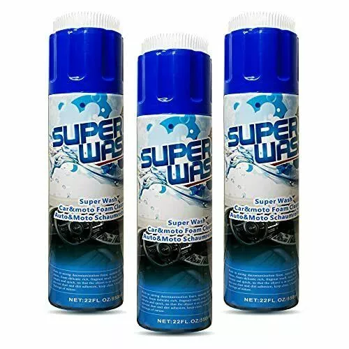 Lot de 3 spray mousse active nettoyant intérieur voiture auto SUPERWASH 550ML