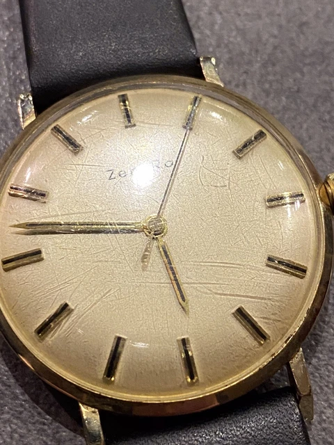 ZENTRA HERREN UHR, 585 er Gold/14 Karat, Lederband, Handaufzug EUR