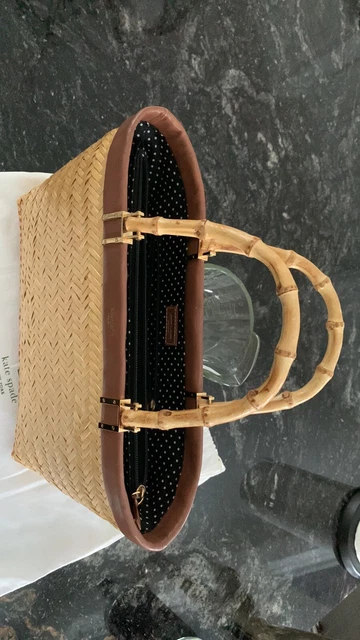 Kate Spade Santa Maria Anabel Wicker Tote, Bamboo Handles Light Tan/Straw Color 5