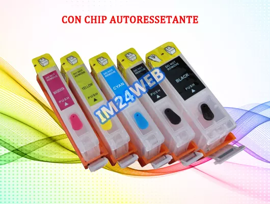 Kit 5 Cartucce Ricaricabili Per Canon Pgi-520 Cli-521 Con Chip Autoresettante