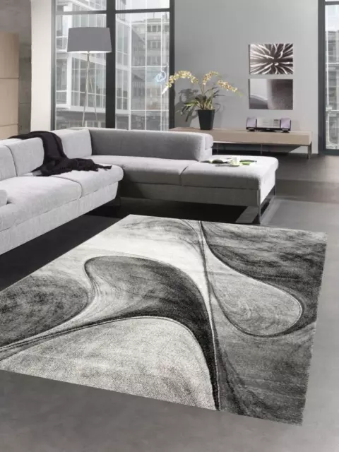 Alfombra moderna alfombra salón alfombra de diseño abstracto en gris crema