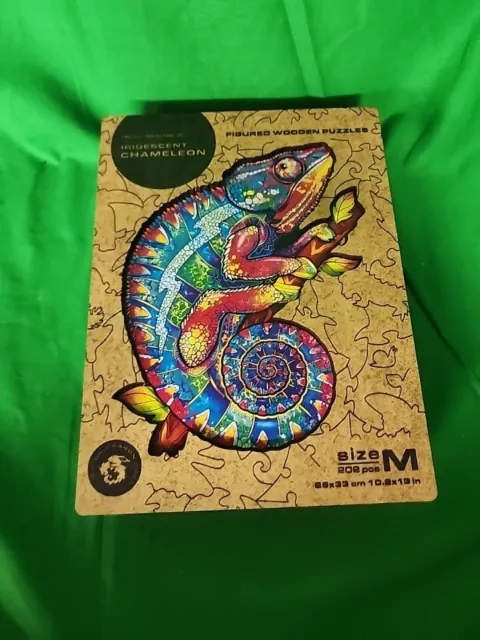 Unidragon Iridescent Chameleon Wooden Jigsaw Puzzle Med Size 202  Whimsy Pieces