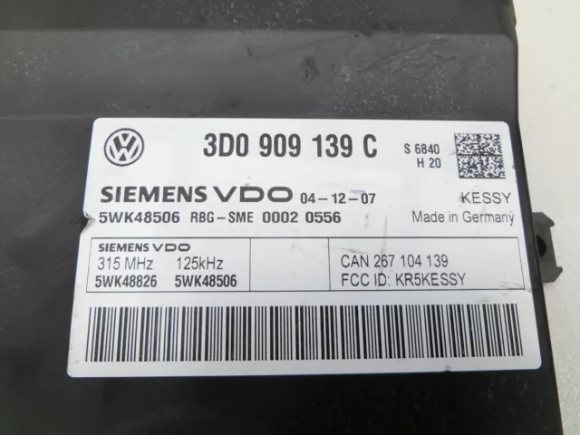 Unidad de control SG Kessy Keyless Entry para Porsche Cayenne 9PA 07-10 3D0909139C 3