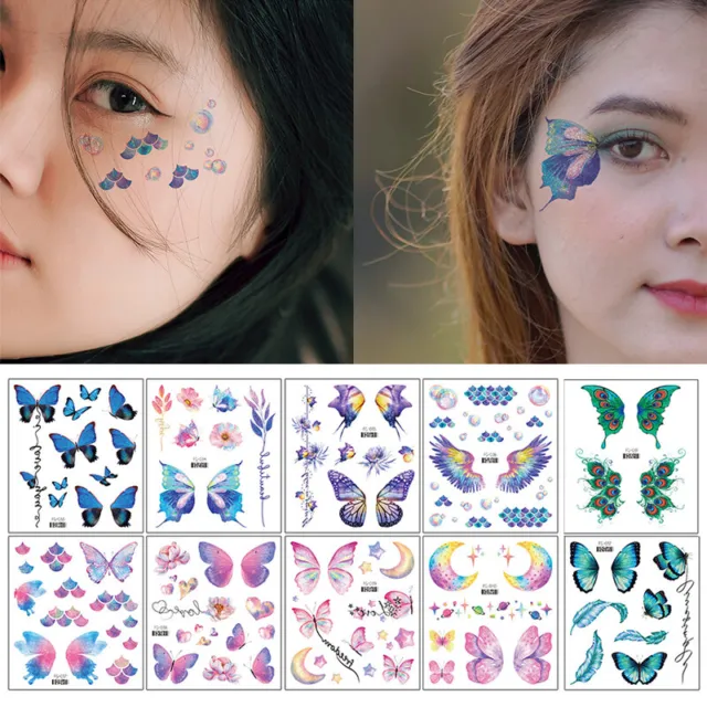 Fairy Butterfly Shiny Tattoo Sticker Waterproof Eyes Face Hand Body Art Tattoos