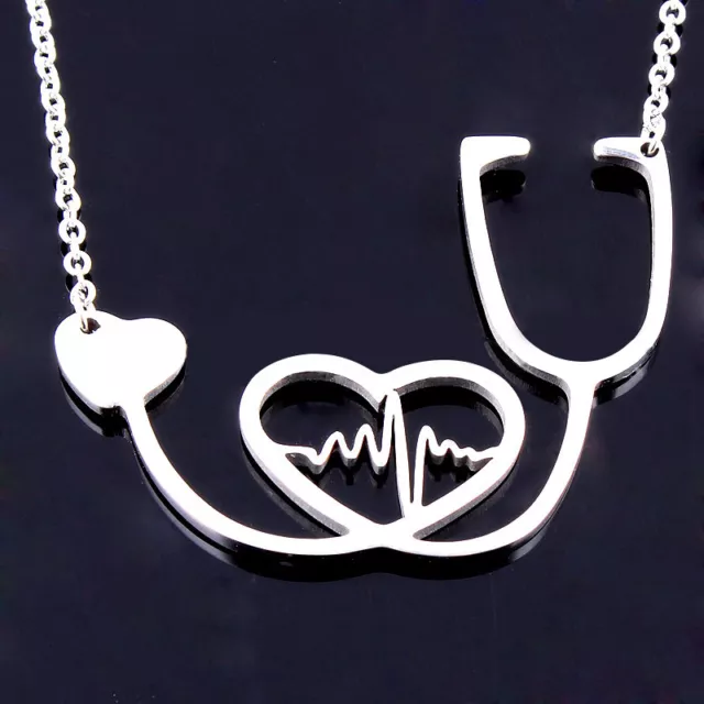 Hot Sale New Medical Stethoscope Chain Necklace Heartbeat I Love You Necklaces