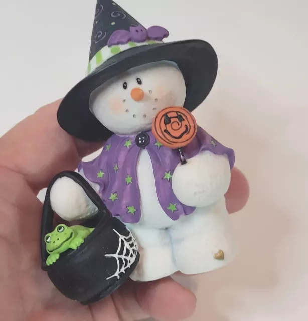 Sarah's Attic Halloween Snowwonders Figure Witch Frog Bat Treat Pail #0261 4"