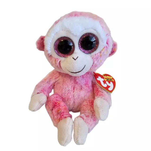 Ty Beanie Boos Ruby Monkey Plush Stuffed Animal Pink Valentine's w/ Tags 2014 6"