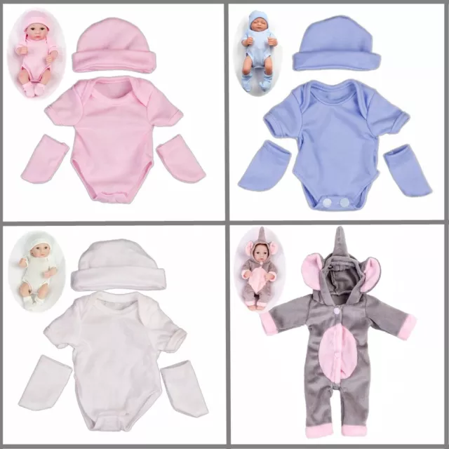 3in1 Reborn Clothes Outfit Romper+Socks+Hat for 10-11" Baby Boy Girl Dolls Gift