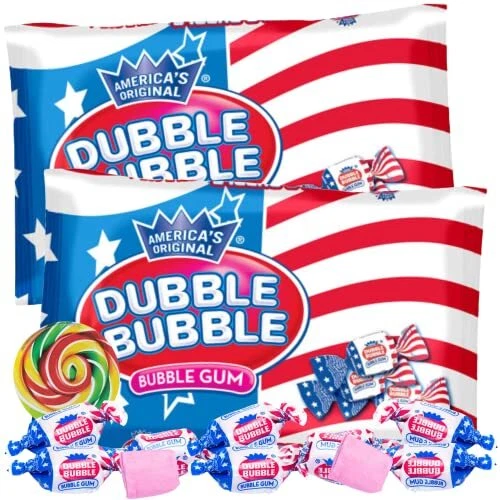 4th of July Dubble Bubble Gum, Red White and Blue Bulk Parade Candy,