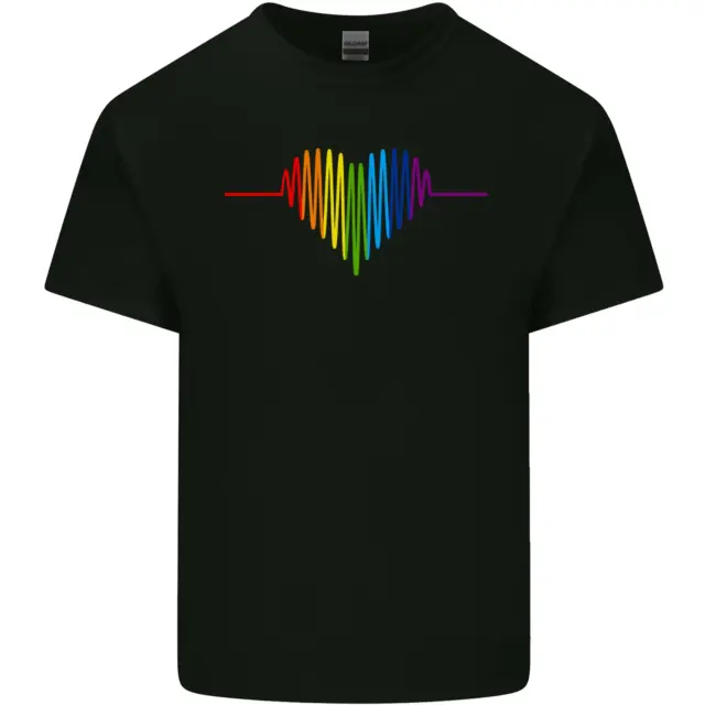 T-shirt top da uomo in cotone LGBT Gay Pulse Heart Gay Pride Awareness