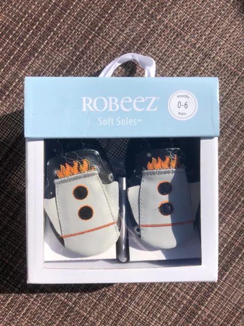 New Robeez Infant Baby SS Apollo Flames Shoes 0-6 Months Soft Leather Sole