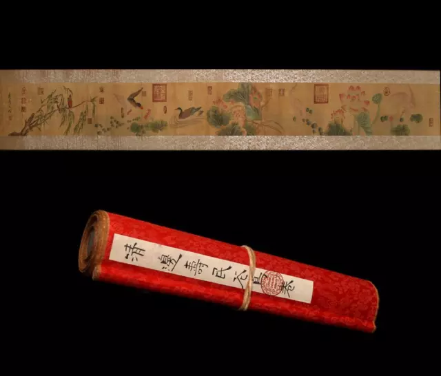 440CM Qing Dy. Bian Shoumin Signed Old Chinese Hand Painted Calligraphy Scroll