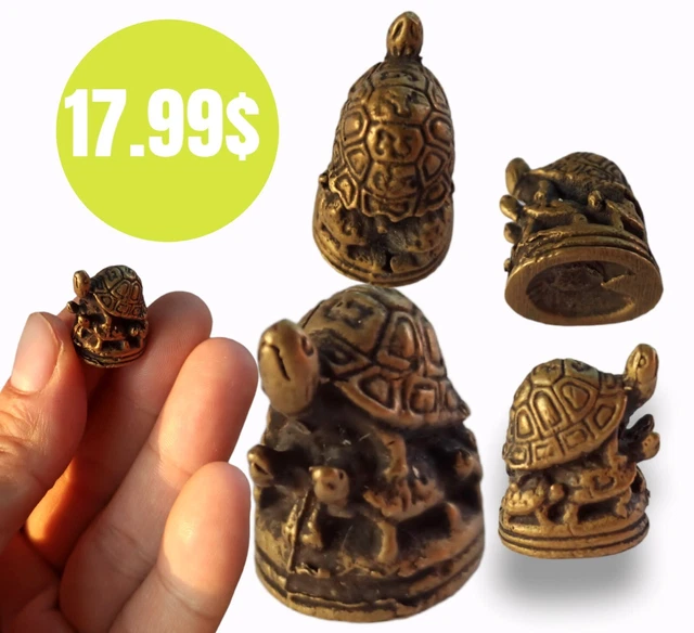 Magic 5 Turtles LP Liew Thai Mini Brass Real Amulet Miracle Miniature Thailand