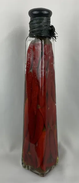 Vinegar infused decorative bottle Red Peppers 20 Inches Tall Very Clear 2