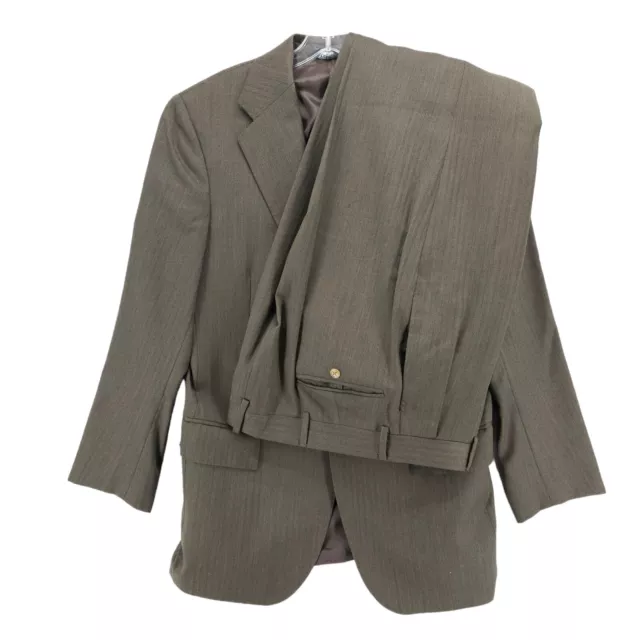 Polo Ralph Lauren Wool Brown Green Herringbone 2-Piece Suit MADE IN ITALY 38R