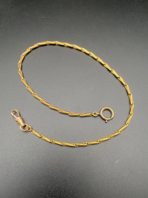 Ancienne Chaîne De Montre à Gousset Chatelaine Plaquée Or 36cm - Style Rétro Début 1900 - Très Bon état