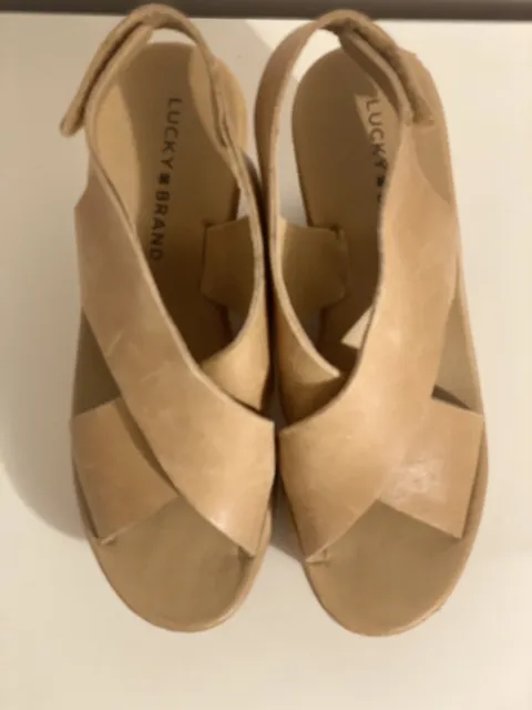 Women’s Lucky Brand Odalia Criss Cross Platform Wedge Sandals •Size 7