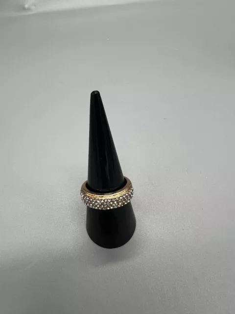 Gold Tone Rhinestone Ring 8/Q