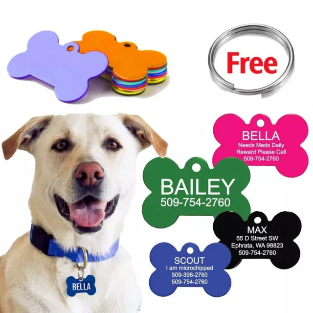 Personalised Dog Tag Engraved ID Pet Tags Cat Identification Collar Fit Name Tag