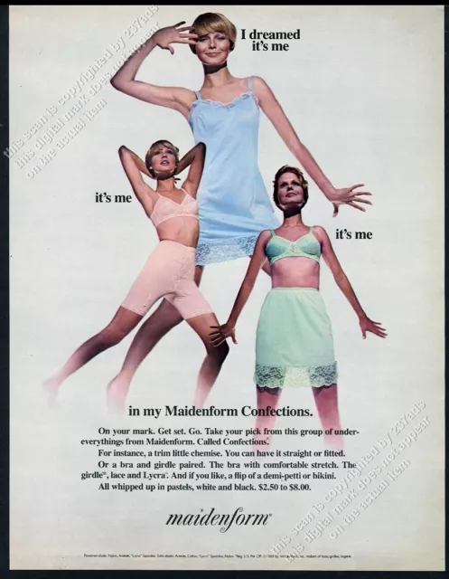 1969 YOUNG WOMAN MAIDENFORM BRA Vintage 5.5X8 Magazine Ad 1960's M418 