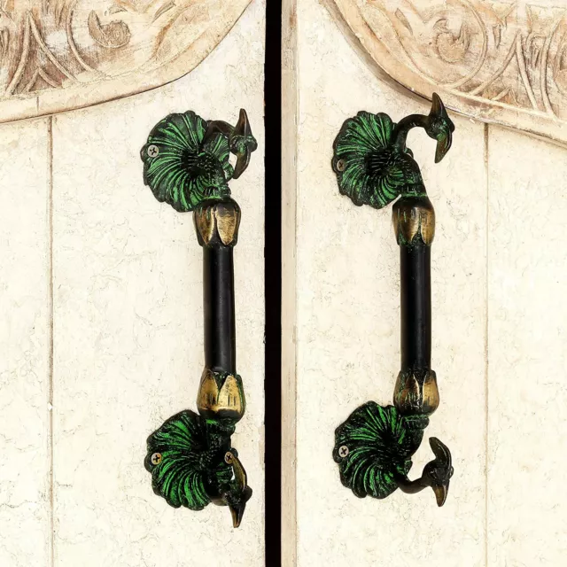 New Rare Handmade Brass Peacock Door Handles Pulls 1 Piece