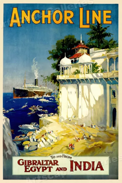 1930s Anchor Line Cruises Vintage Style Travel Poster - 20x30