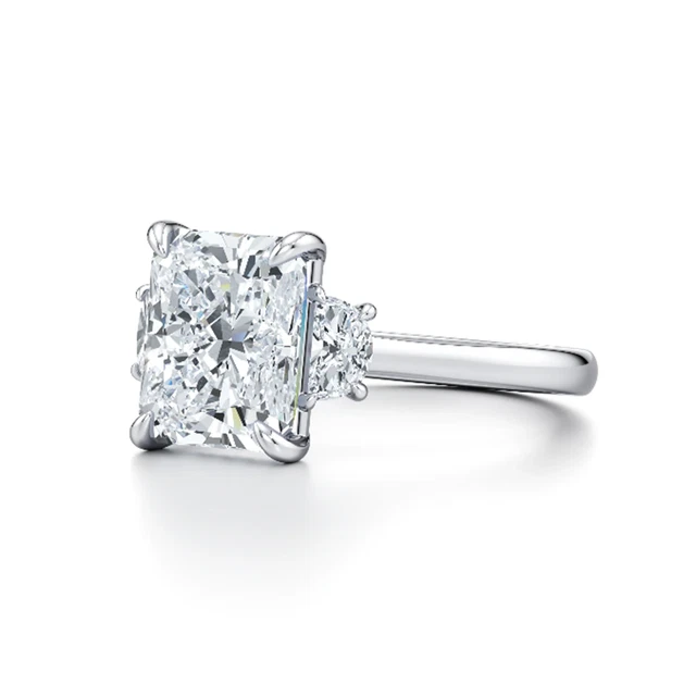 Bague De Fiançailles Or Blanc 14k Diamant Taille Rayonnante 3.50 Carats - Certifiée IGI, Taille 8, Personnalisable