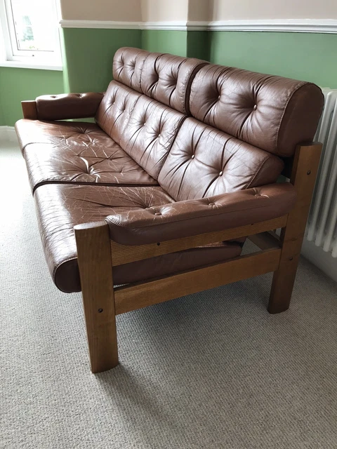 Mid Century Danish Ekornes Amigo Teak Leather Soaf , Chair, Recliner