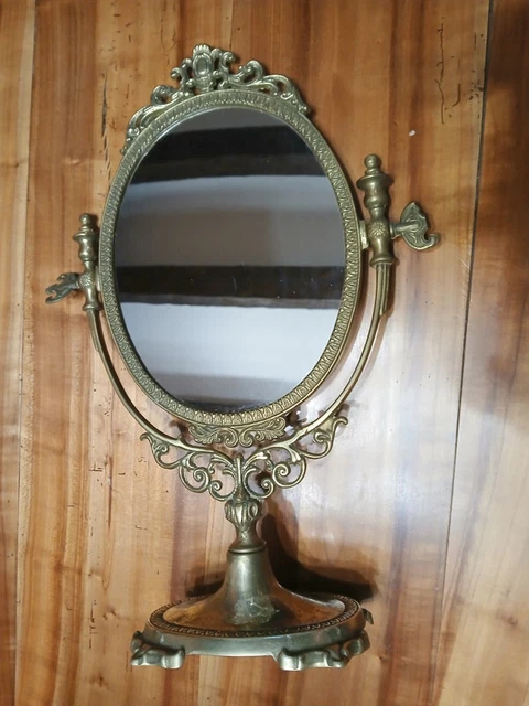 Miroir Vintage Sur Socle – Ancien Miroir De Coiffeuse – Déco Maison Chalet