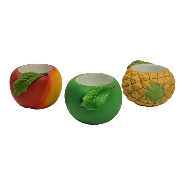 3 Party Lite Fruit Votive Candle Holders Peach Apple Pineapple