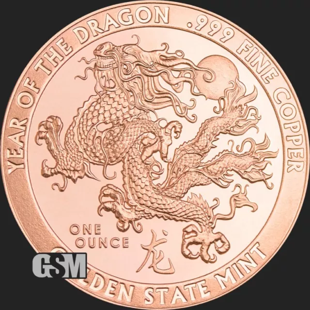 Lot Of 100 X 1 Oz. Year Of The Dragon * 1 Oz Fine Copper Round Bullion Lot 100