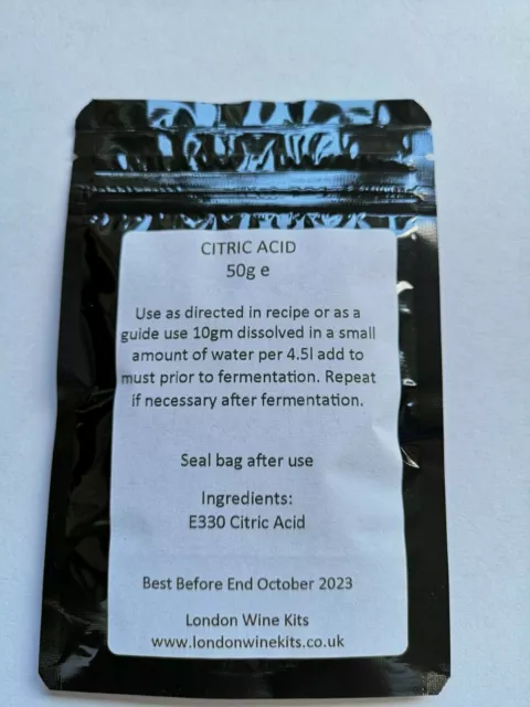 Citric Acid 50g (E330) for wine, home brewing, bath bombs & steriliser