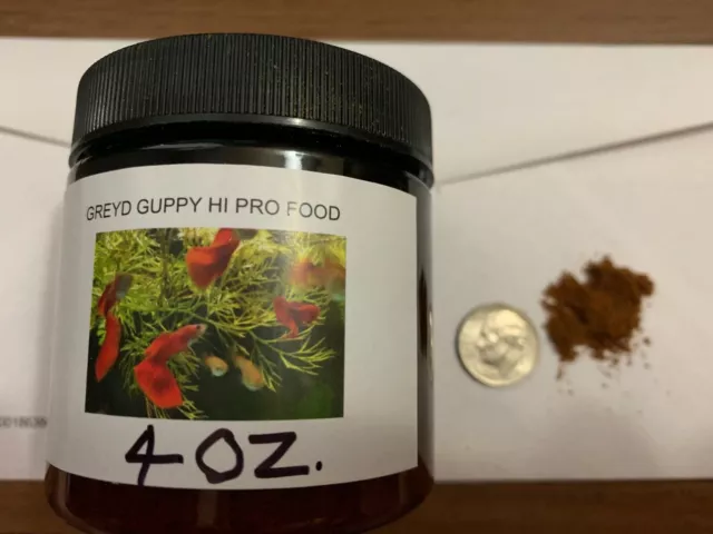 Greyd Guppy Hi Protein (54% ) Hi Density Fish Food 4 Ounce Jar Free Shipping!