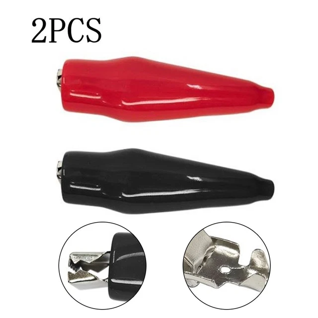 Battery Clips Insulated 10A 2 Pack 8mm Alligator Clamps Clip Crocodile PVC
