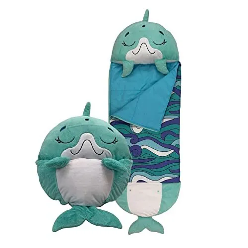 Happy Nappers Kids Sleeping Bag - Disco Dolphin - Plush Toy, Comfy Sleeping Bag
