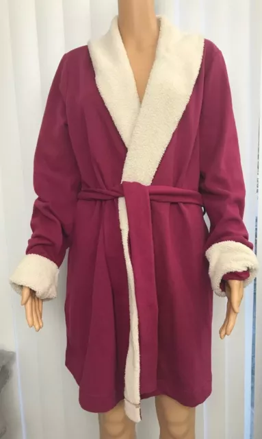 Robe peluche courte vin violet Victorias Secret sexy confortable enveloppe ceinture moyenne M