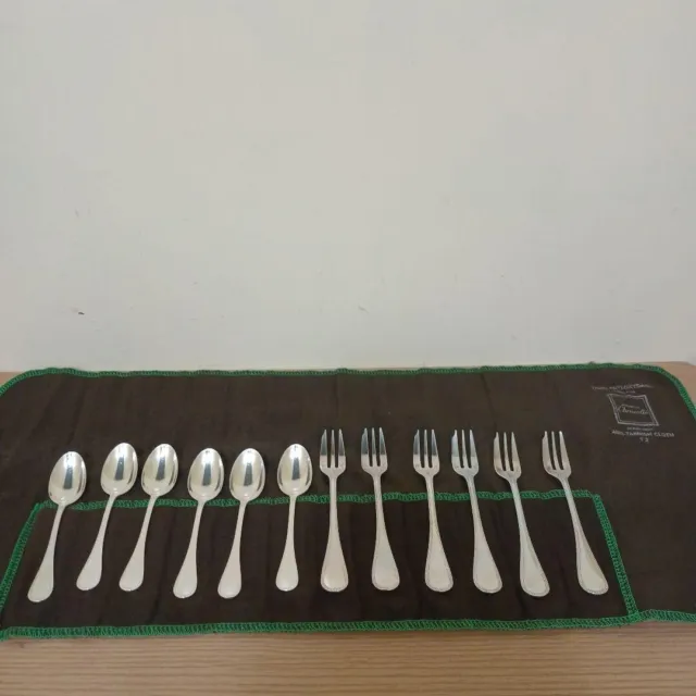 Christofle Cutlery Set of 12 pieces 6 Spoons & 6 Forks Silver plated with Cloth