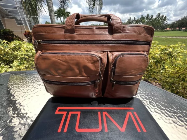 Tumi Alpha Ultra Rare Vintage Brown Leather  Briefcase Laptop Bag 2