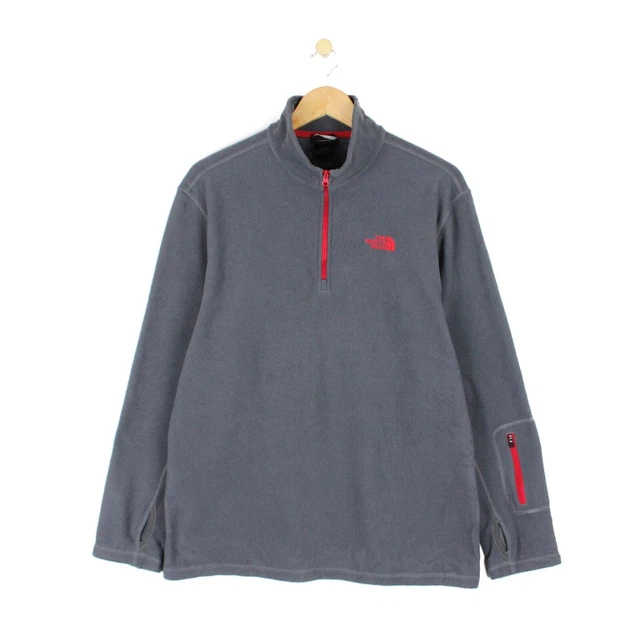 Felpa North Face 1/4 cerniera pile grigio escursionismo maglione outdoor da uomo taglia L