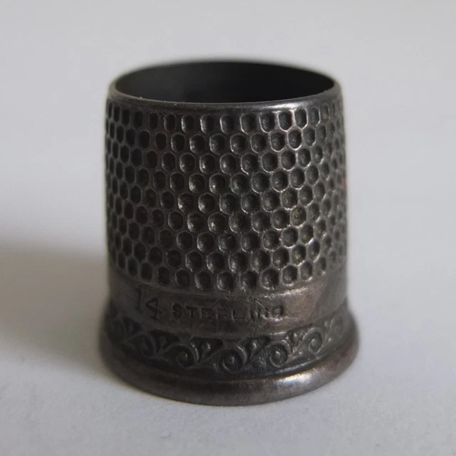 antique sterling silver size 14 tailor's thimble, c.1900—very good condition