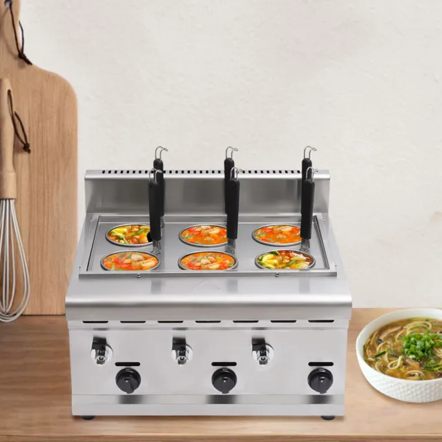 6 Holes Desktop Commercial Noodle Pasta Ramen LPG Propane Gas Cooker W/2 Tanks]
