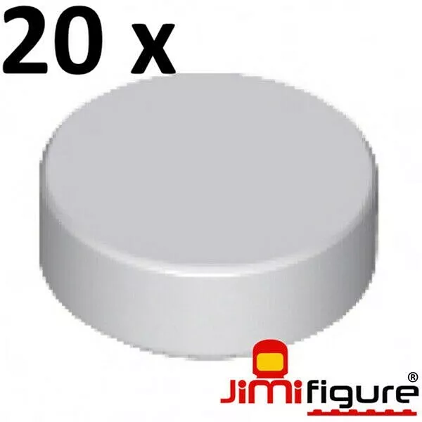 NEW 20 x LEGO Flat Tile 1x1 Round With Groove Light Bluish Grey 98138 Bulk Lot