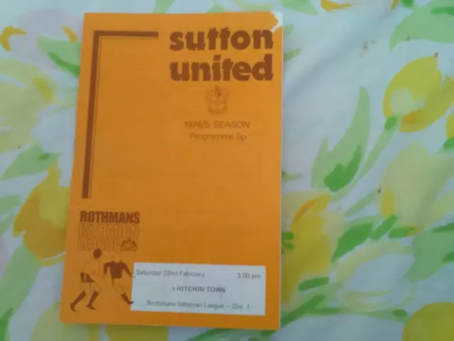 Sutton United v Hitchin Town, Season 1974/75, Isthmian League