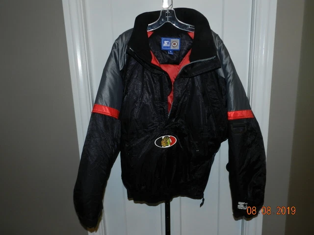 Vtg Rare NHL Chicago Blackhawks Starter Jacket Mens M 1/2 zip