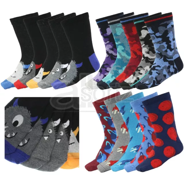 New Boys Girls ex M S Socks 5 Pack Cotton Rich Age Childrens Kids Novelty Gift