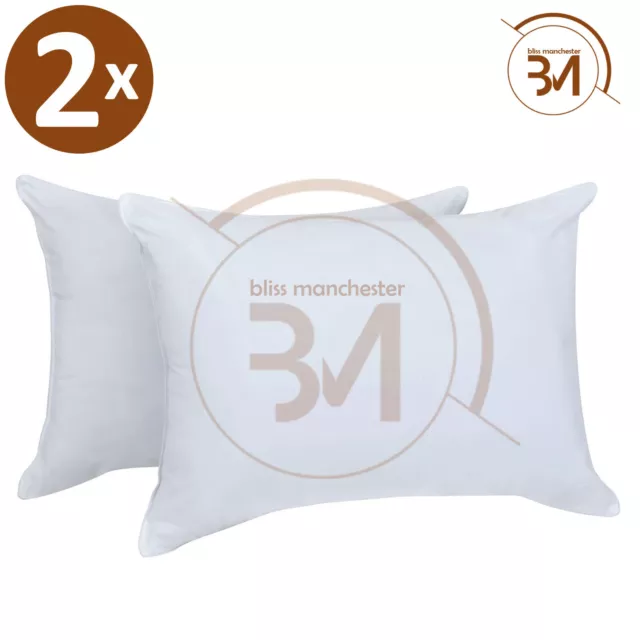 2x Luxury Goose & Down Feather Pillow Extra Filling Hotel Quality Cotton Cover