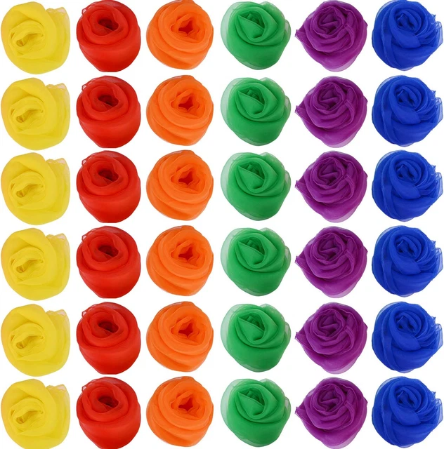 36 Pieces Square Dance Scarves Juggling Scarf Props Magic Silky Scarves, 24 by 2