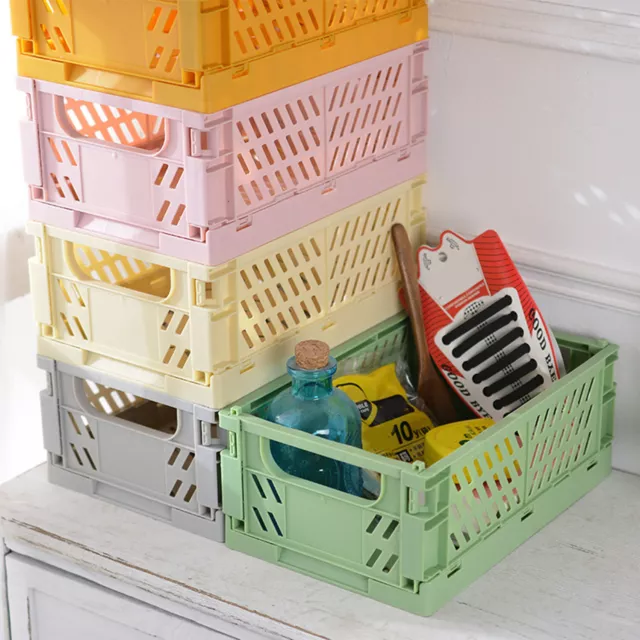 Collapsible Foldable Crate Stackable Plastic Mini Storage Container Basket Box