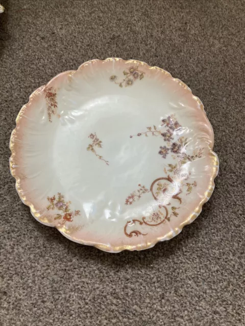 Limoges hand painted porcelain plate FRANCE blush pink and Violets