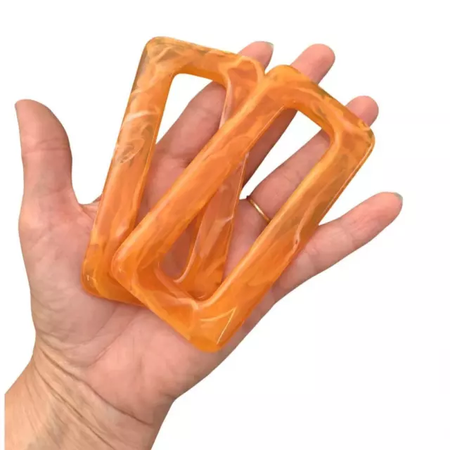 Paar kleine Taschengriffe länglich geformt, Handtaschengröße, Acrylgriffe orange